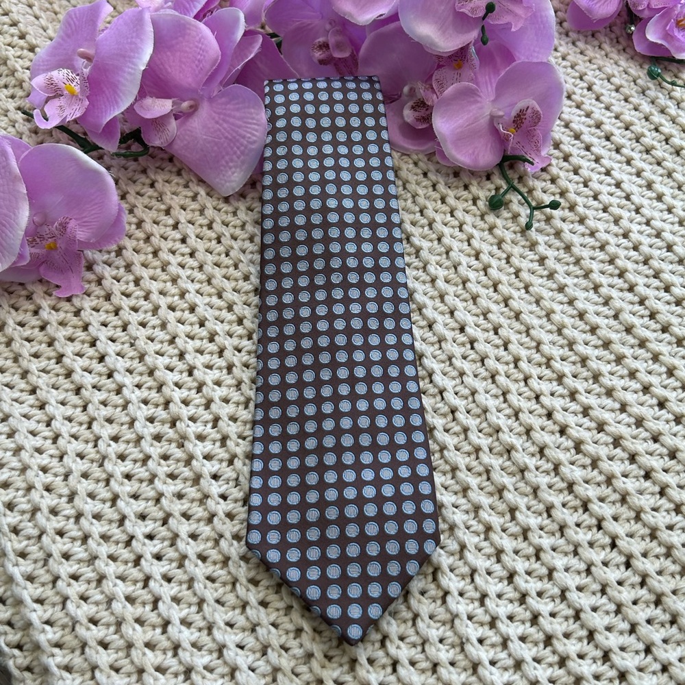 Claudio Marinetti Necktie Mens Blue Polka Dot Silk Tie Italy Preppy - 60.5”